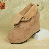 Velvet Side With Slope And Naked Short Boots For Women In Winter Plus Velvet Warm Slope And Martin Boots