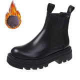 Winter Chelsea Boots Women 2021 Platform Brown Black Beige White Ankle Boots For Women Fur Short Chunky Punk Gothic
