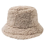 Hat Solid Artificial Fur Warm Female Cap Faux Fur Winter Bucket Hat for Women Outdoor Sunscreen Sun Hat Panama Cap