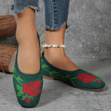 Breakj Size Shallow Mouth Fly Woven Single Shoes Popular New Square Head Foot Leisure And Comfortable Four Seasons Women's