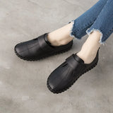 Spring Ladies Genuine Leather Handmade Shoes Women Hook &Loop Flat Shoes Women 2021 Autumn Soft Loafers
