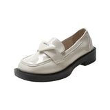 Genuine Leather Loafers Pumps Thick Block Rubber Heels Soles Black Slip On Wedge Platform Female Moccasin Zapatos De