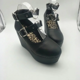 Shoes for Women Lolita Mary Jane Platform Shoes Without Heel Kawaii Girl Flat Gothic Low Casual Comfort Black
