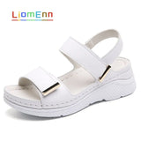 Summer Women's Sandals 2021 New Designer Ladies Genuine Leather White Silver Pink Platform Sandal For Women flip