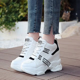 2023 Women High Top Sneakers Platform Basket Femme Chaussures Height Increase Tennis Sneaker White Women's Sport
