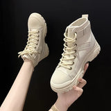 Boots for Women Shoes Female British Style Flat Platform Ankle Boots Motorcycle Boot Feminine Work