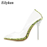 Clear PVC Transparent Pumps Sandals Perspex Heel Stilettos High Heels Point Toes Womens Party Shoes Nightclub Pump