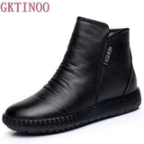 2021 Autumn Fashion Women Genuine Leather Boots Handmade Vintage Flat Ankle Botines Shoes Woman Winter botas