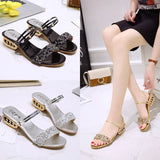Breakj Slippers Women 2025 Summer Water Diamond Lily With A Word Wearing Fashion One Shoe Two Wearing