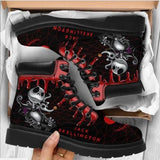 Boots Women's Autumn and Winter New2021British Fashion Women's Tooling Boots Skull and Flower Print High-top Boots