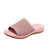 Breakj Size Thick Low Slippers Female Polyurethane Bottom Lightweight Flying Knit Pine Cake Low One Line Beach