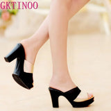 2021 cowhide women genuine leather sandals platform slippers summer shoes women's high heels flip flops pumps