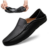 Mens Shoes Casual Luxury Brand Summer Men Loafers Genuine Leather Moccasins Light Breathable Slip on Boat Shoes