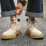 Breakj Yellow Boots British Cargo Martin Boots Men's Ankle Boots 2024 Spring And Autumn Single Boots Platform Versatile Hiking Boots