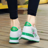 Women Casual Shoes Summer Spring Slip on Loafers Flower Mixed Colors Hollow Out Increasing Internal Height White Sneakers
