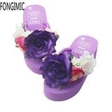 Women Slippers Bohemia Shoes Comfortable Soft Slippers High Quality Cool Beach Vacation Elastic Handmade flowers