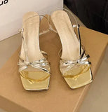 Breakj The Summer Of 2025, The New French Side-Toned Sandals Casual Gentle Buckle With Fine Heel High Heels