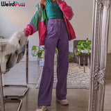 Puss Women Y2K Corduroy Baggy Pants Harajuku Summer Fashion High Waist Pants Straight Casual Stretchy 90s Loose