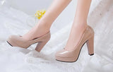Women Pumps Shoes Women PU Leather Shallow Slip-On Round Toe High Heels Wedding Party Derss Shoes Mujer Plus Size 34-42
