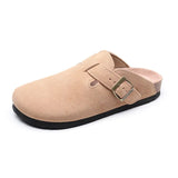 Autumn Women's Closed Toe Slippers New Suede Leather Yellow Mule Clogs Cork Sandals For Women Garden Clog