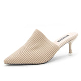 Breakj Half-Slippers High Heel Head Women's Summer New Fashion Half-Shoe Single Shoes Fashion Fine Heel Cool