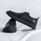 Breakj And Autumn New Leather Shoes Men Korean Version Of The Trend Rock Carved Men's Shoes Versatile Casual Formal Single Shoes