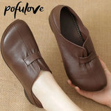 Loafers Flats Shoes for Women Spring Autumn PU Leather Shoes Casual Ladies Office Flat Fashion Designer Heels Size