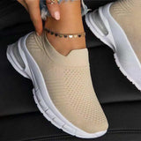 Sneakers Autumn 2021 Sock Shoes Slip On Knitted Breathable Ladies Running Shoes Casual Female Flats Vulcanized Plus Size