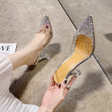 Breakj Transparent High-Heeled Sandals Women Wear High Heels In The Summer With A Water Drill Fish Mouth Shoes Fine High Heel Crystal