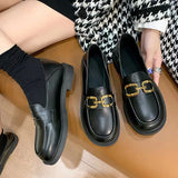 Women With Single Shoes 2023 Autumn And Winter New Chain Mother Of Middle School Students Flat-Soled Lazy Girl With One Foot On Love