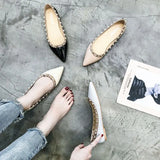 Shoes Women's 2023 New Shallow Riveted Bean Shoes Women's Pointed Flat-Soled Shoes Korean Version Ballet Ladle Shoes Boat