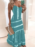 Ladies Sexy Off-the-shoulder Slim Waist Beach Dress Fashion Striped Print Pullover Dress 2022 Casual Swinging Long Long