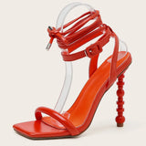 INS Hot Sale Female Sandals Solid Buckle High Heel Gladiator Shoes Sexy Trendy Fashion Dress Party Summer