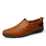 Italian Men Casual Shoes Summer Genuine Leather Men Loafers Moccasins Slip On Men's Flats Breathable Male Driving