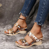 Breakj Round Head Leopard-Snake High-Shoe Women's Slope And Slippers 2025 Summer New Large-Size