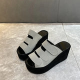 Breakj Slippers Women's 2023 Korean Version Of Spring And Summer Large Code Magic Stick Thick Bottom Slope And Cold Drag Frosted High With Ladies