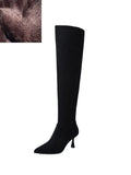 On High Heel Simple Pleated Shoes Faux Suede Botas French Style Winter Warm Boots Spring Autumn Woman Boots Big