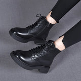 Martin Boots Girls 2023 Autumn And Winter New Tie With Casual Head Cowhide Short Boots Comfortable Cotton