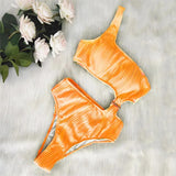 2025 New Solid-Color One-Shoulder Swimsuit Sexy Lady