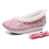Breakj Shoes, Hanfu Shoes Single Shoes / Cotton Shoes Ancient Costume Ming Embroidered Cloth Shoes Warped Head