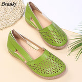 Women's Flat Shoes Wedge Sandals New Hollow Breathable Summer Casual Shoes for Woman Retro Plus Size Comfortable Walking