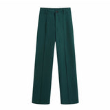 Spring Autumn Solid 2 Piece Set Women Single Button Elegant Office Blazer Suits Pleated Lady Long Pants Female