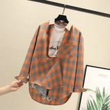 Blouses Shirts Tunic Womens Tops 2020 Long Sleeve Clothing Button Up Down Plaid New Fashion Autumn Turn-down Collar