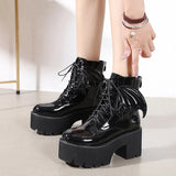 Angel Wing Punk Ankle Boots Ladies Platform Pumps Female Shoes Women Patent Leather Footwear Woman Gothic High
