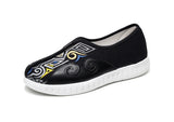 Breakj Men's Shoes Embroidered Korean Cloth Shoes Social Embroidery Flower Bean Shoes Lazy Tide Sail Flat Cloth