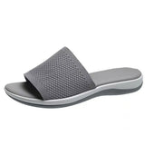 Breakj Size Thick Low Slippers Female Polyurethane Bottom Lightweight Flying Knit Pine Cake Low One Line Beach