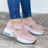 Platform Hook Loop Sneakers Summer Women Thick Bottom Mesh Increaing Shoes 2021 Woman Breathable Walking Shoe Plus