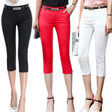 Women Summer Skinny Breeches Cropped Trousers High Waist Office Lady Slim Capris Pantalon Femme Woman Bodycon Pencil