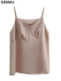 Acetate sling vest summer satin O-neck straps women bottoming camisole shirt loose outer wear out shirt
