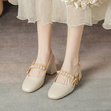 Breakj Spring And Summer New French Sandals Women's Low Heel Mary Jane Bow Evening Wind